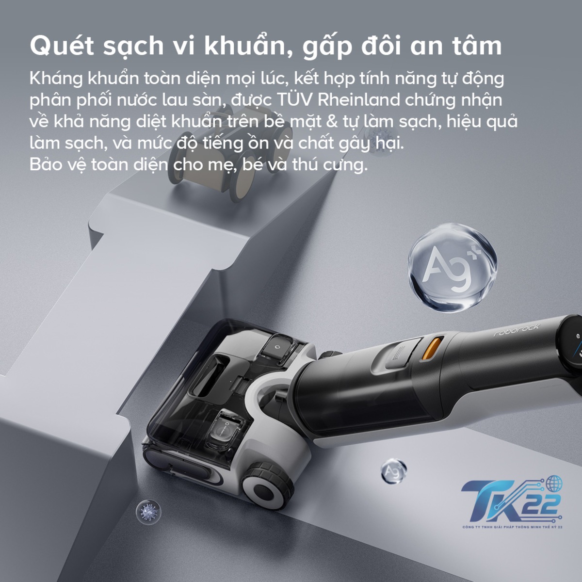 Roborock F25 Ace tính năng gập 180° Flat Reach 2.0