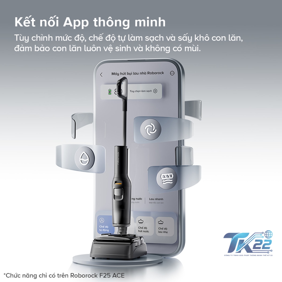 Trạm sạc Smart Wash Roborock F25 Ace tự giặt sấy con lăn